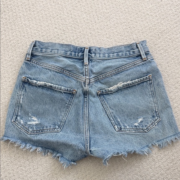 Agolde Women's Light Blue Distressed Jean Shorts - Picture 5 of 5